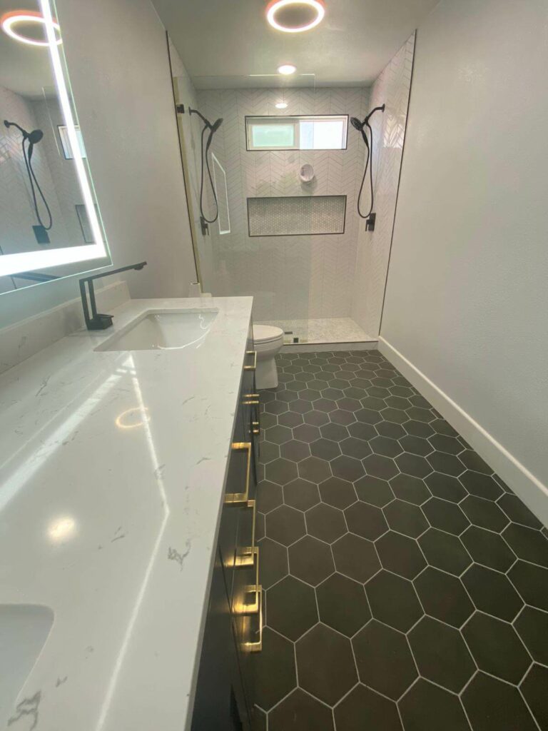 Poway bathroom floor replace after