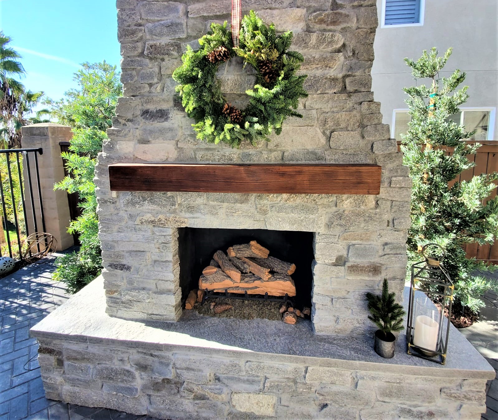 carlsbad san diego custom fireplace outdoors in backyard