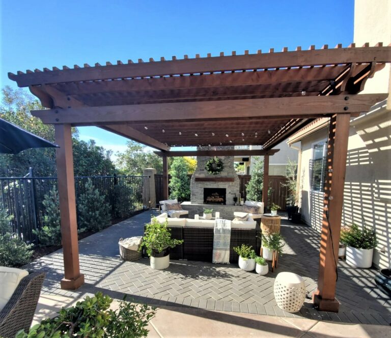 carlsbad san diego custom patio with pergola outdoors in backyard