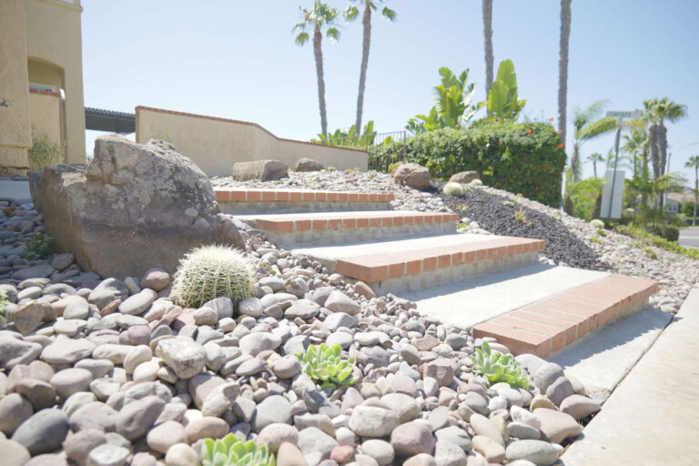 carlsbad hardscaping stairs and drought resistant landscaping