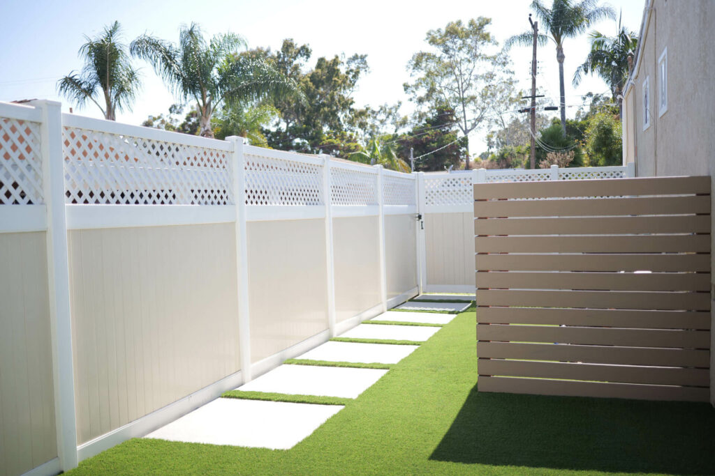 san diego turf install with pavers and privacy fencing