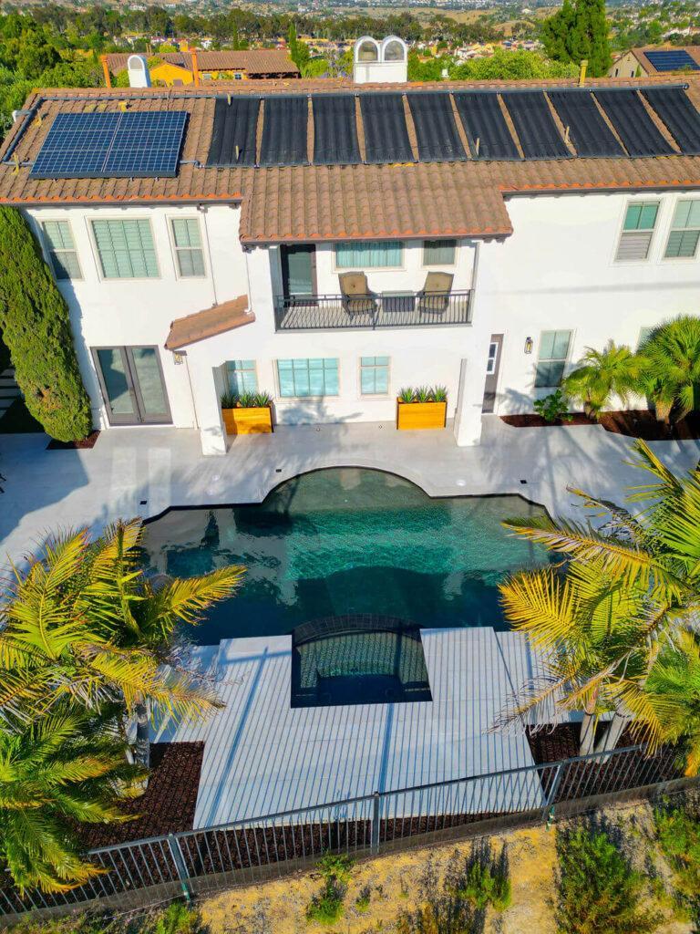 Rancho Santa Fe 92127 Pool & Hardscape Remodel overhead whole backyard